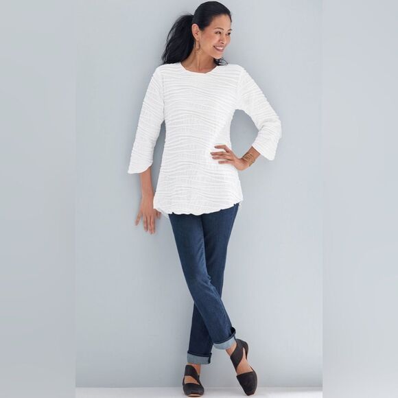 Carol Turner White Fiore Classic Shirttail Tunic Top Women’s Blouse size XSmall - Picture 3 of 12